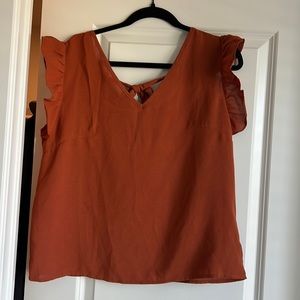Shein Rust Chiffon Dress Top W/ Tie Back